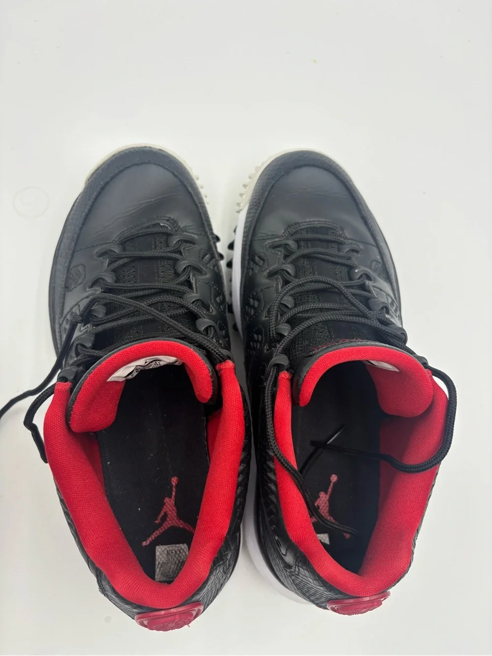 Size 8 - Air Jordan 9 - Retro Spiked Golf Bred Black Red White Mens!!